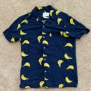Goodfellow Size Small Navy Banana Button Down Shirt